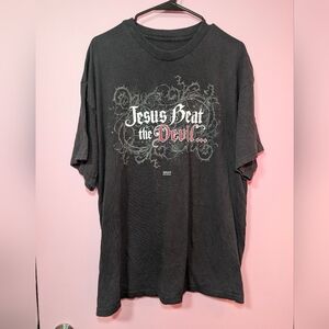 Y2K Jesus Beat The Devil Religious T-Shirt